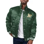Oakland Athletics Silver Tab Satin Trucker Green Jacket
