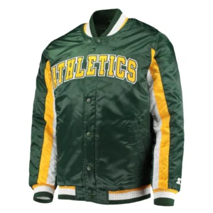 Oakland athletics the ace satin varsity jacket green 1