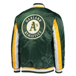 Oakland athletics the ace satin varsity jacket green 2