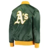 Oakland athletics the ambassador satin varsity jacket green 1