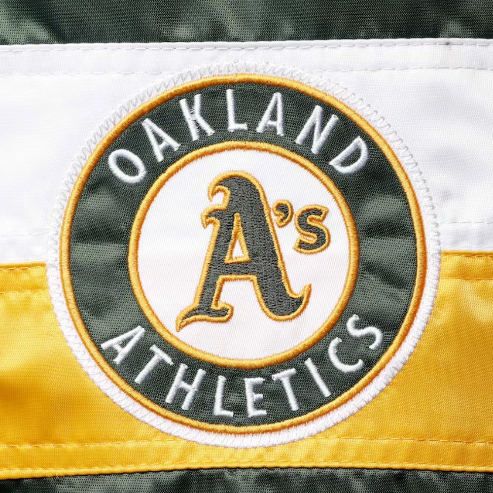 Oakland athletics the ambassador satin varsity jacket green