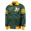 Oakland athletics the captain ii satin varsity jacket green 1