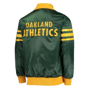 Oakland athletics the captain ii satin varsity jacket green 2