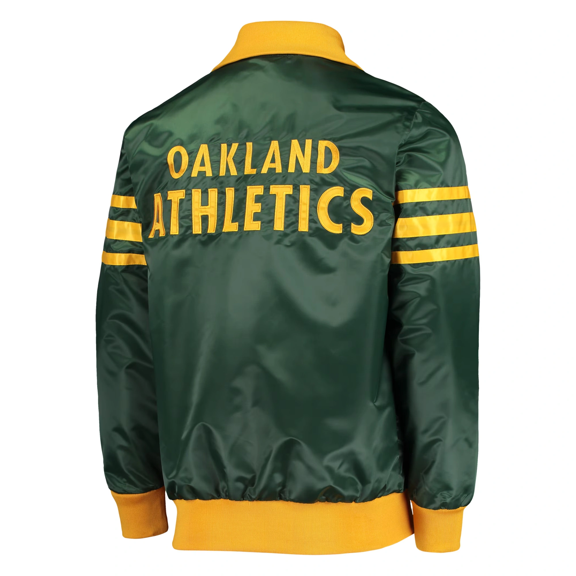 Oakland athletics the captain ii satin varsity jacket green 2