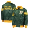 Oakland athletics the captain ii satin varsity jacket green 4