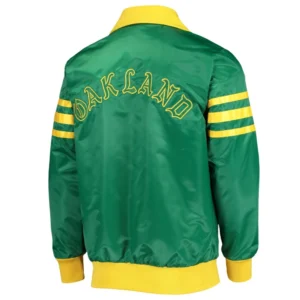 Oakland athletics the captain iii satin varsity jacket green 1