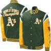 Oakland athletics title holder full snap varsity jacket 1