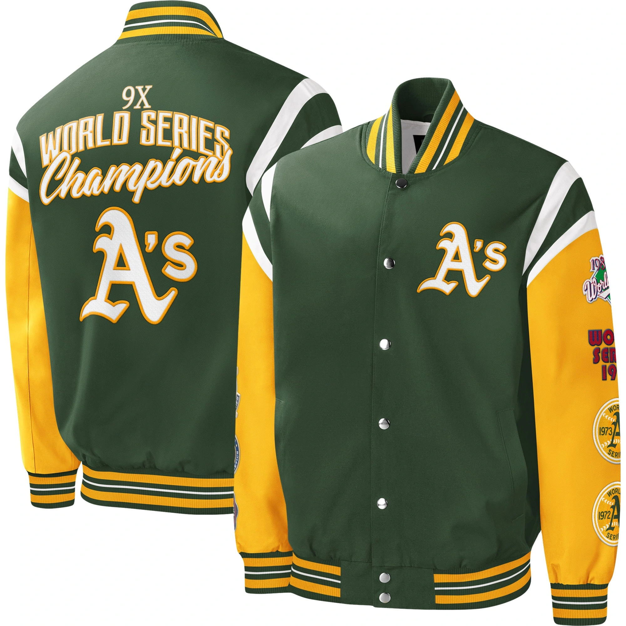 Oakland athletics title holder full snap varsity jacket 1