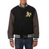 Oakland athletics two tone handcrafted logo wool jacket black gray 1