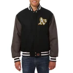 Oakland Athletics Two Tone Black/Gray Wool Jacket