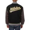 Oakland athletics two tone handcrafted logo wool jacket black gray 2