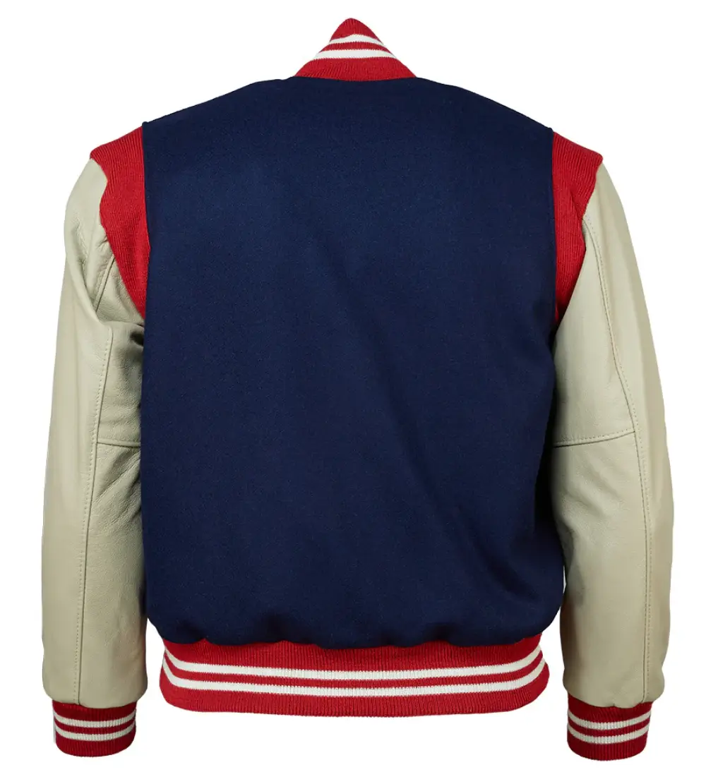 Oakland oaks 1947 authentic navyoff white wool leather jacket 2