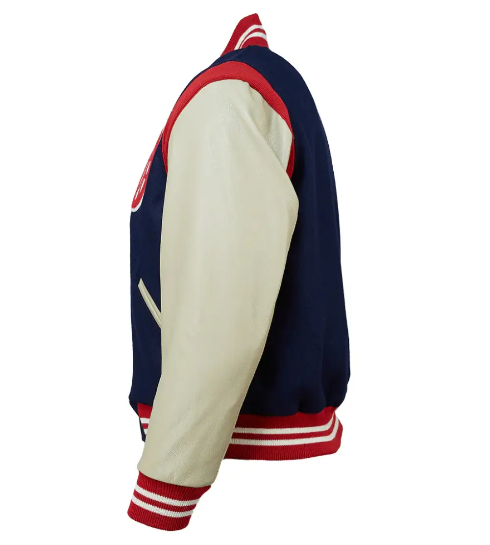 Oakland oaks 1947 authentic navyoff white wool leather jacket 3