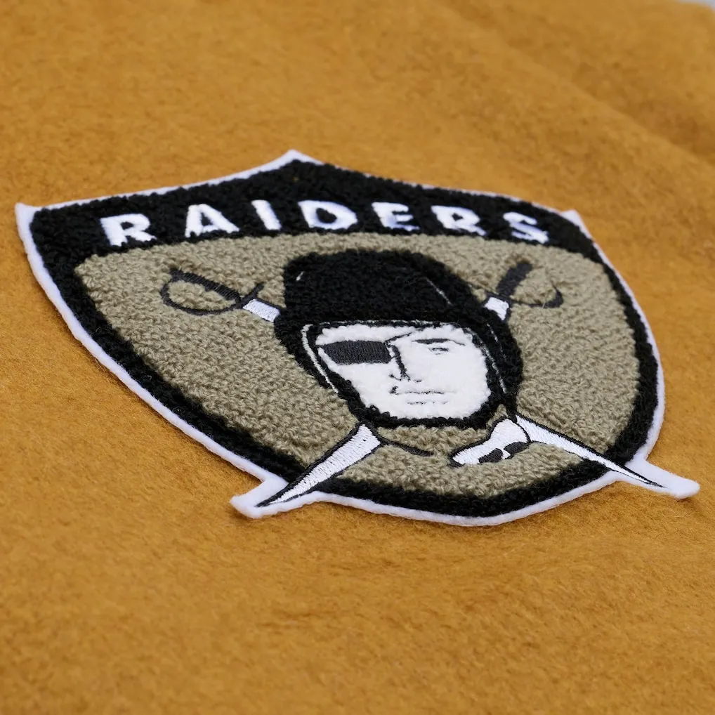 Oakland raiders browncream dusted varsity team logo
