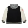 Oakland raiders courtside hooded varsity jacket