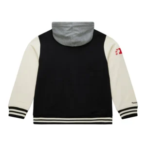 Oakland raiders courtside hooded varsity jacket