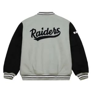 Oakland raiders gridiron classics team legacy varsity jacket gray black 2