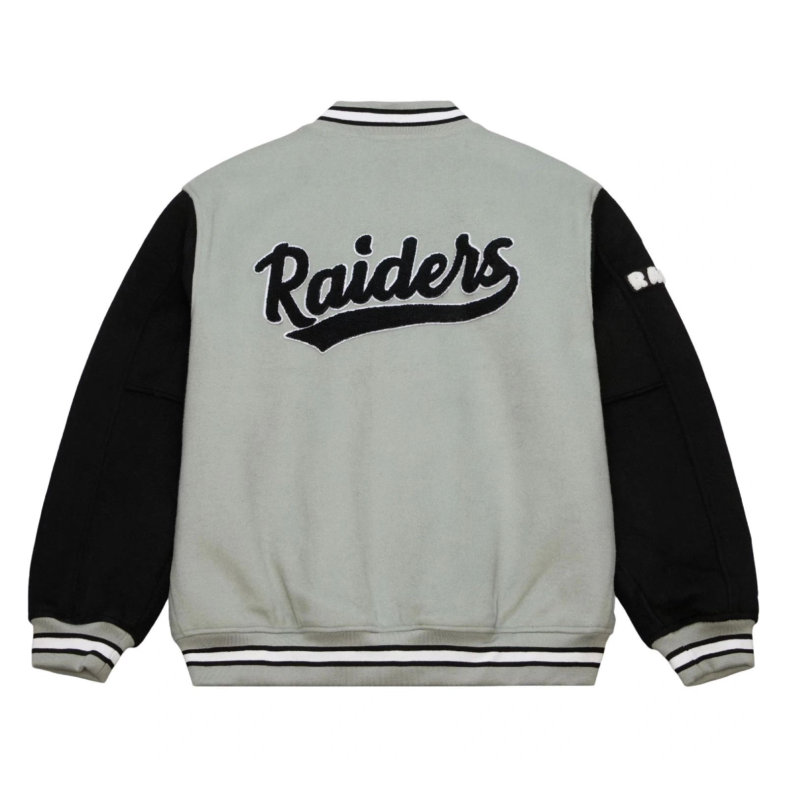 Oakland raiders gridiron classics team legacy varsity jacket gray black 2