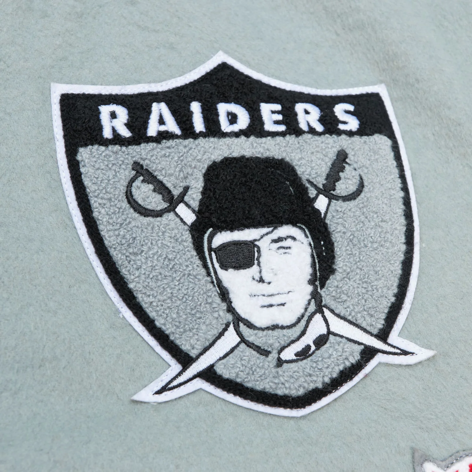Oakland raiders gridiron classics team legacy varsity jacket gray black 3