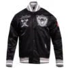 Oakland raiders retro classic full snap satin varsity jacket black 6