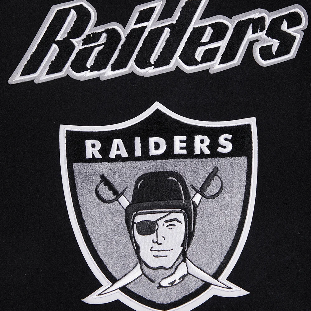 Oakland raiders retro classic womens wool leather varsity jacket black white 1