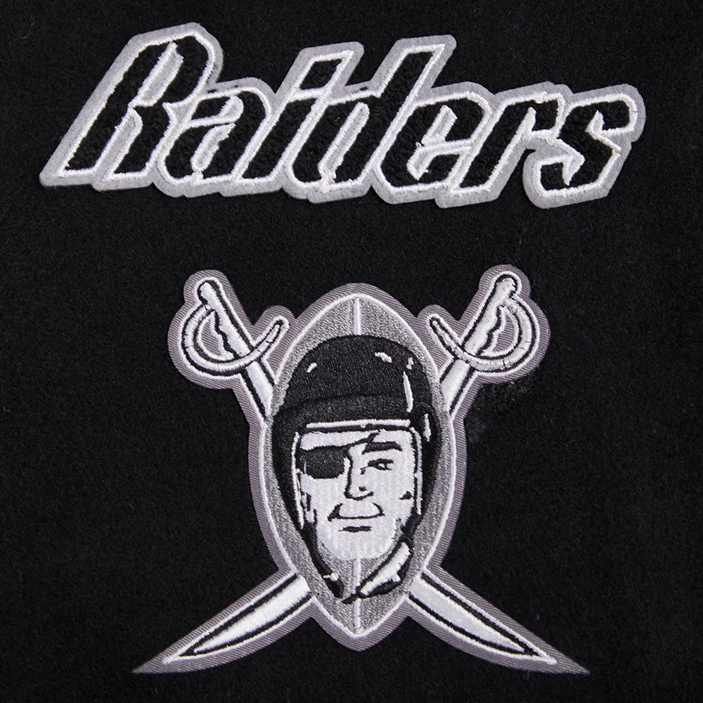 Oakland raiders retro classic womens wool leather varsity jacket black white