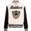 Oakland raiders retro classic womens wool leather varsity jacket white black 3