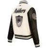 Oakland raiders retro classic womens wool leather varsity jacket white black 4