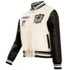 Oakland raiders retro classic womens wool leather varsity jacket white black 5