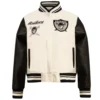 Oakland raiders retro classic womens wool leather varsity jacket white black 6