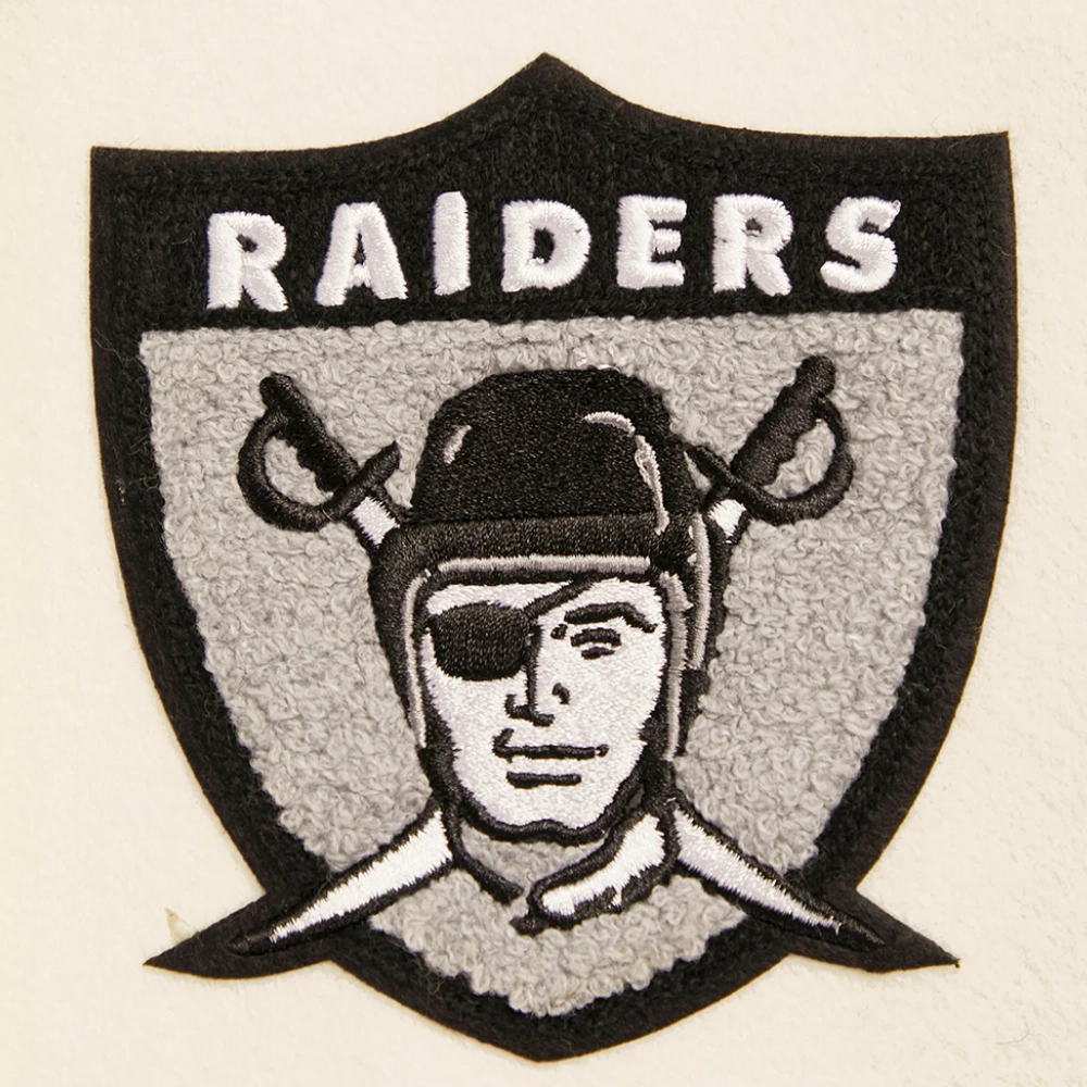 Oakland raiders retro classic womens wool leather varsity jacket white black