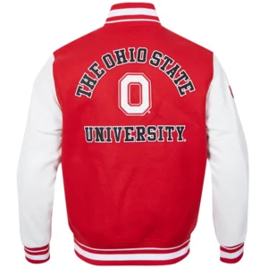 Ohio state buckeyes classic red wool leather jacket