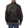 Oklahoma city thunder full leather bomber varsity jacket black 2