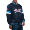 Oklahoma city thunder home game satin varsity jacket navy 1