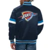 Oklahoma city thunder home game satin varsity jacket navy