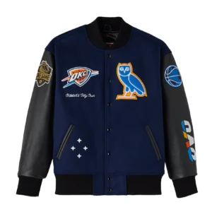 Oklahoma city thunder x nba wool leather varsity jacket