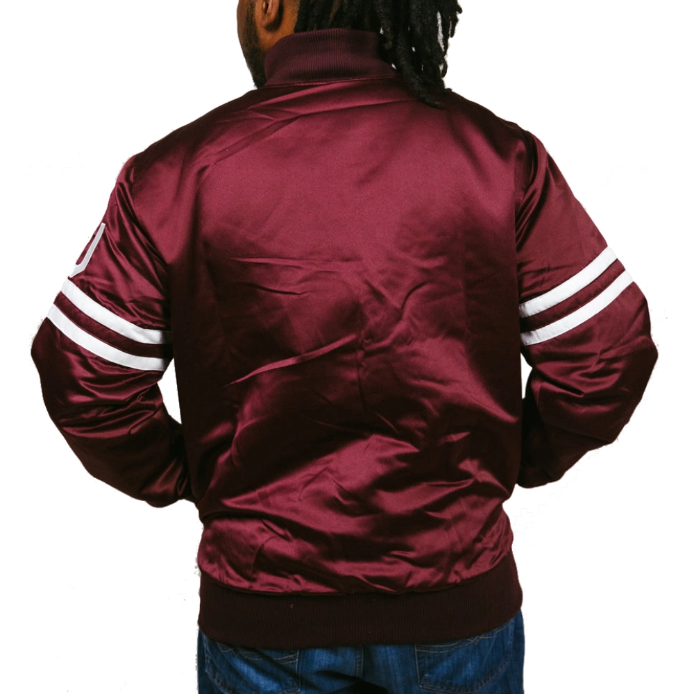 Oklahoma sooners full snap bomber varsity jacket maroon 1 1
