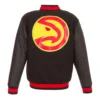 One color atlanta hawks wool leather varsity jacket