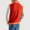 Orange and white varsity letterman jacket 2