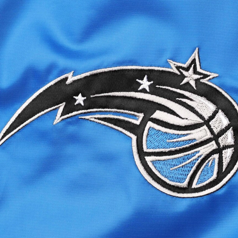 Orlando magic enforcer full snap satin varsity jacket blue black 2