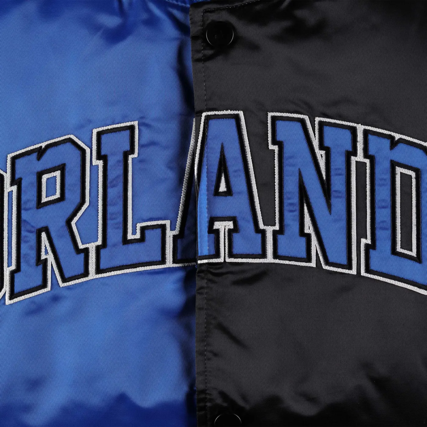 Orlando magic fast break satin varsity jacket black blue 3