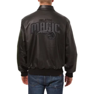 Orlando magic full leather bomber varsity jacket black 2
