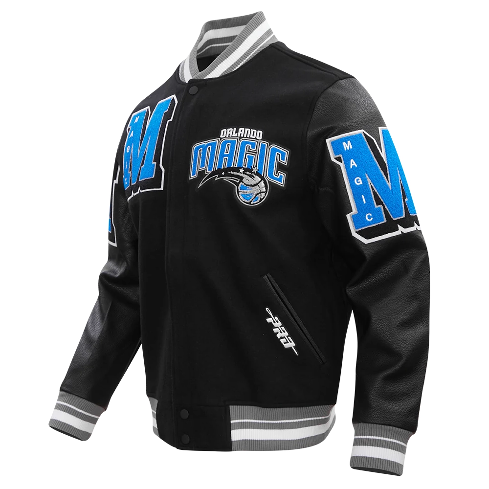 Orlando magic pro standard mashup black wool leather varsity jacket 1