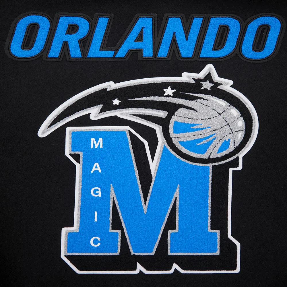 Orlando magic pro standard mashup black wool leather varsity jacket 5
