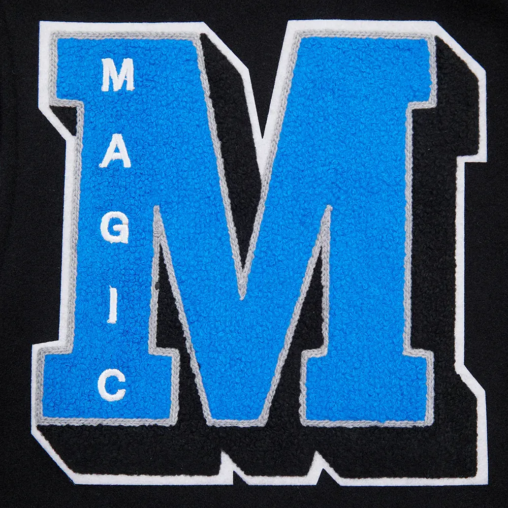 Orlando magic pro standard mashup black wool leather varsity jacket 7