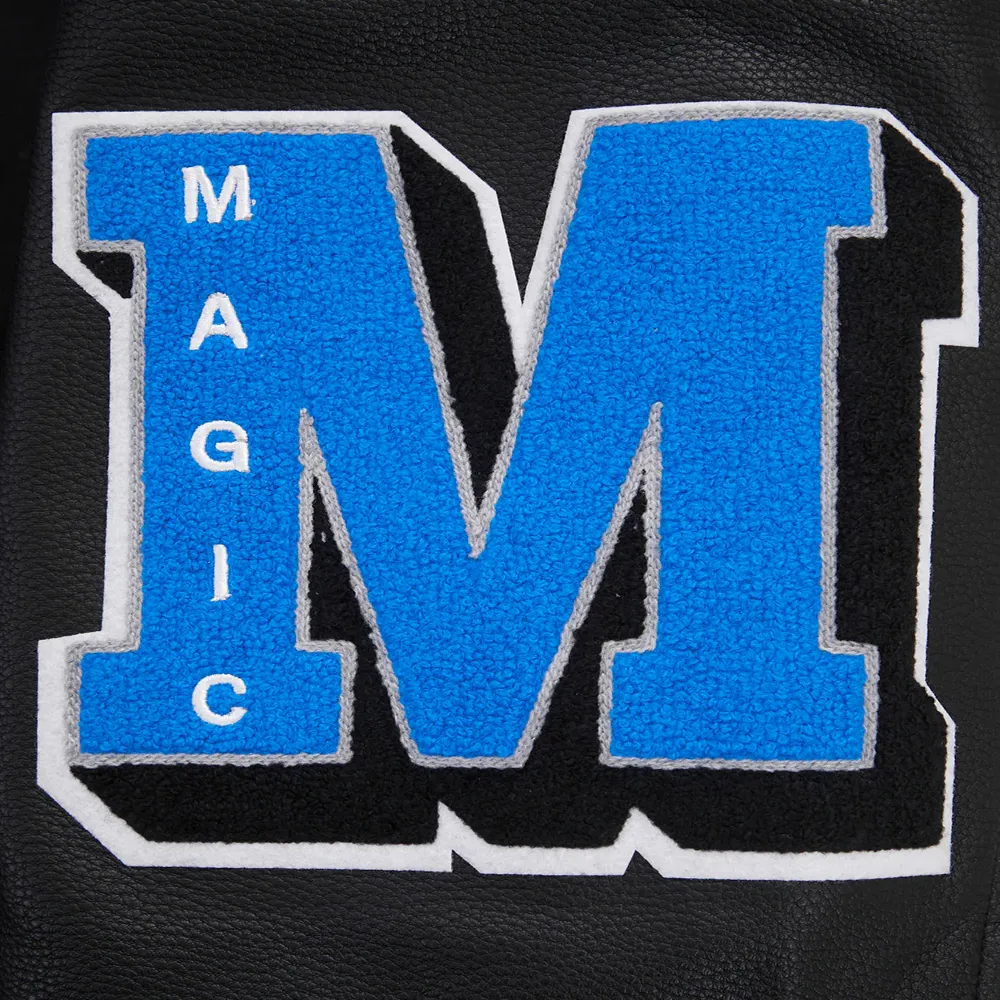 Orlando magic pro standard mashup black wool leather varsity jacket 9