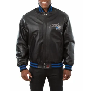 Orlando magic real leather varsity jacket black 1
