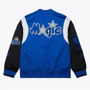 Orlando magic team origins blue black satin bomber jacket