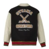 Ottawa senators blackcream full snap wool leather jacket