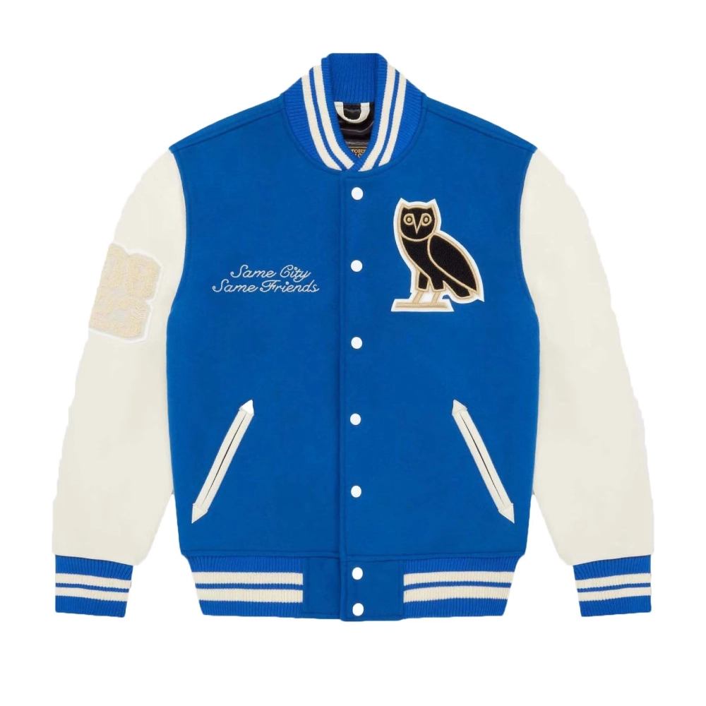 Ovo collegiate full snap wool jacket